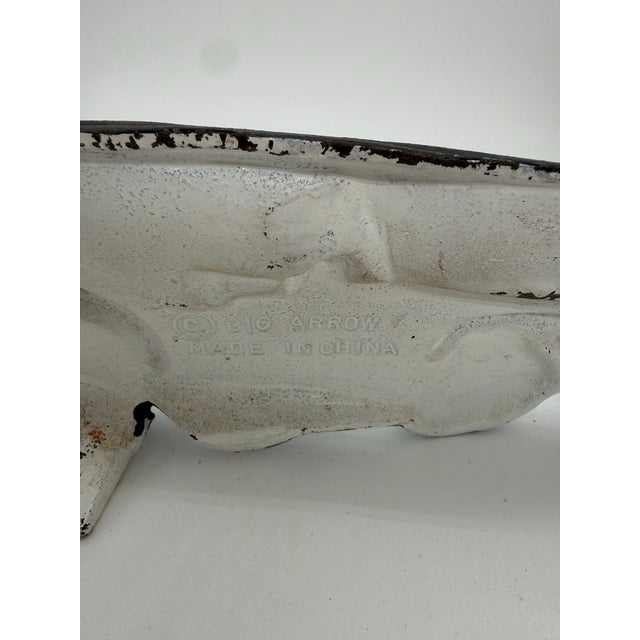 Traditional Vintage Big Arrow Company Antique Cast Iron Red Car Doorstop For Sale - Image 3 of 6