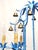 Mid-Century Modern Splendid Italian Tole Vintage Baby Blue Faux Bamboo Pagoda Brass Chandelier ~ Rewired ~ Restored ~ Rejuvenated ~ Ready to Hang ~ For Sale - Image 3 of 12