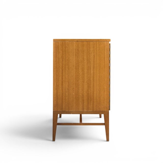 Mid 20th Century Paul McCobb for Calvin Mid Century Walnut and Brass Room Divider Credenza With Hutch For Sale - Image 5 of 15