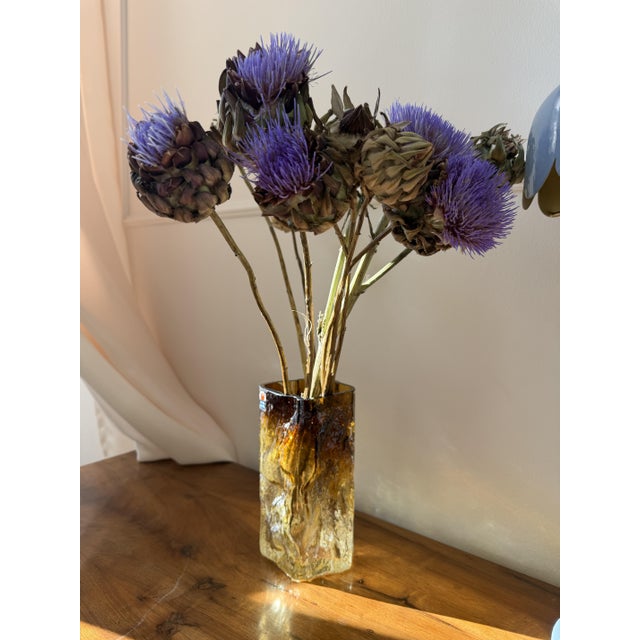 Amber Kallio Brutalist Art Glass Vase by Kaj Blomqvist for Kumela, Finland, 1970s For Sale - Image 12 of 17