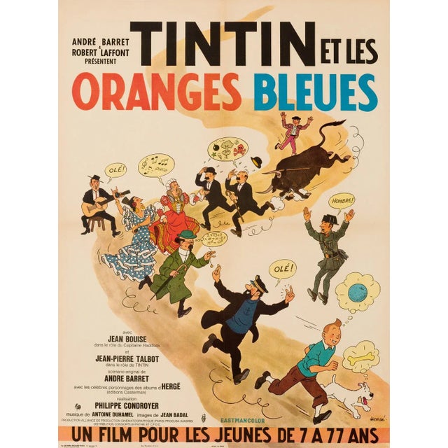 "Tintin et les Oranges Bleues" Original Vintage Movie Poster, French, 1964 For Sale - Image 4 of 4