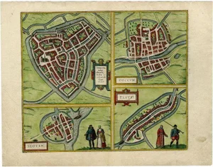 Antique Map of Sneek by Hogenberg, 1868