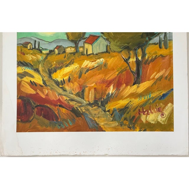 Yellow 21st Century, Untitled (Pastoral Landscape), Giclee on Fine Art Watercolor Paper, Artist Hallie Walker Reproduction Print For Sale - Image 8 of 12