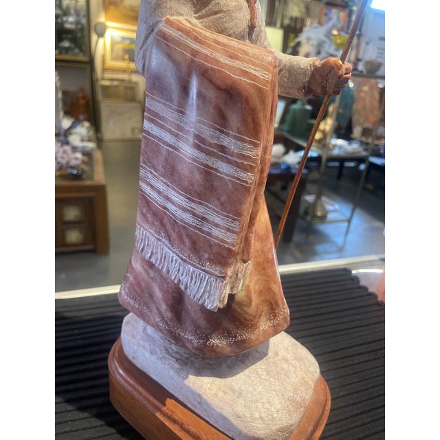 1990s 1990s Native American Raspberry Alabaster Sculpture of Woman by Tim Washburn For Sale - Image 5 of 8
