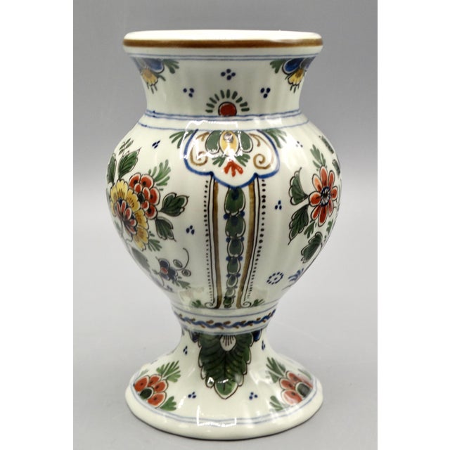 Mid 20th Century Dutch Hand Painted Royal Delft Chinoiserie Polychrome Vase For Sale - Image 5 of 8