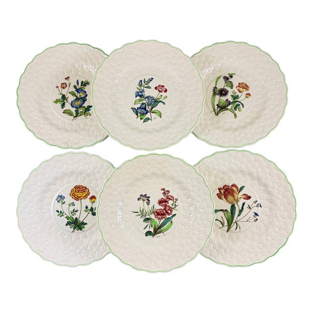 Copeland Spode Fernleigh Pattern Floral Plates, Set of Six For Sale