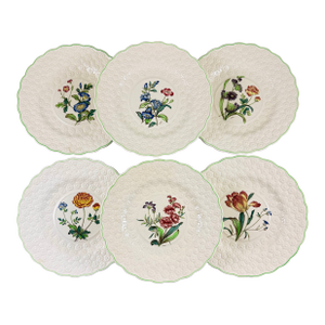 Copeland Spode Fernleigh Pattern Floral Plates, Set of Six