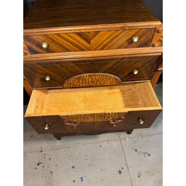 Art Deco Waterfall Style Inlaid Chest of Drawers – 1930s–1940s For Sale - Image 12 of 12
