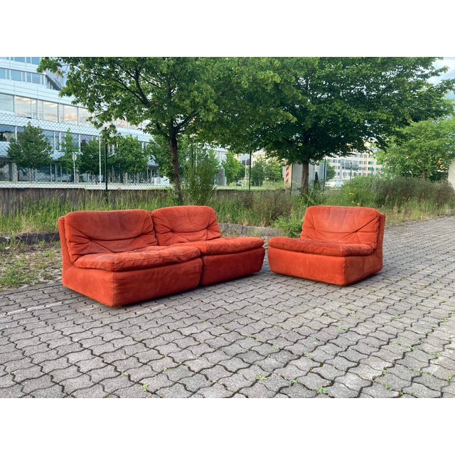 Vintage Velour Modular Sofa, 1970s, Set of 3 For Sale - Image 4 of 18