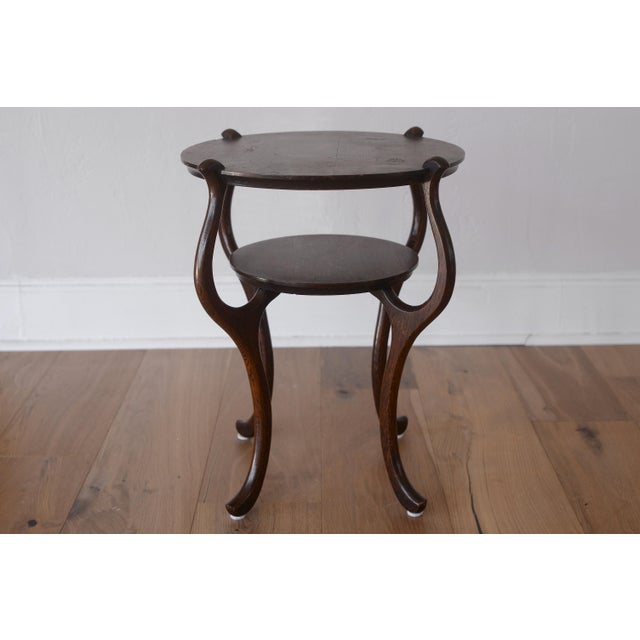 Small Antique Art Nouveau Style Two-Tier Tiger Oak Side Table For Sale - Image 4 of 10