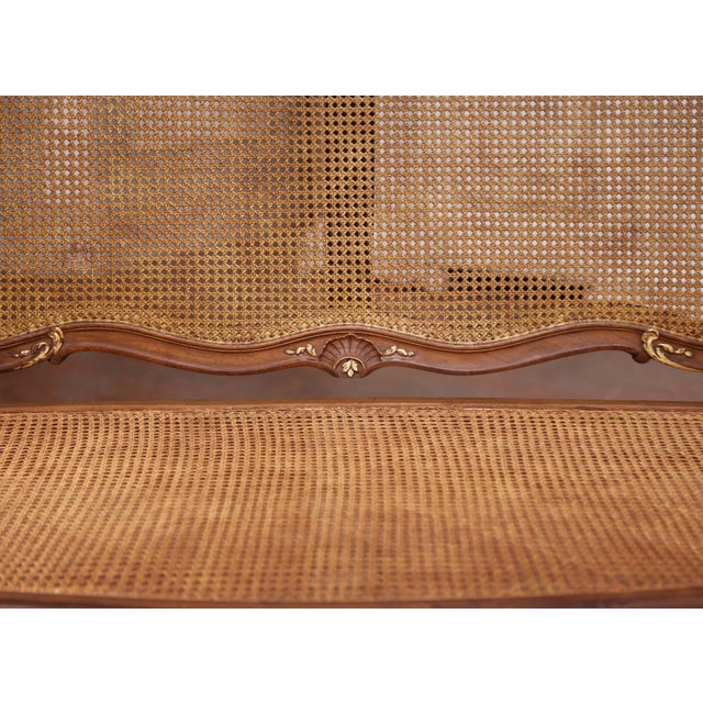 Tan Early 20th Century French Louis XV Style Walnut and Cane Settee With Parcel Gilt For Sale - Image 8 of 12
