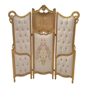 Vintage French Louis XV Style Three-Panel Screen in Gold Leaf Room Divider