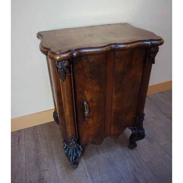 Italian Baroque Rococo Walnut Burl Nightstand, 1850s For Sale - Image 17 of 17