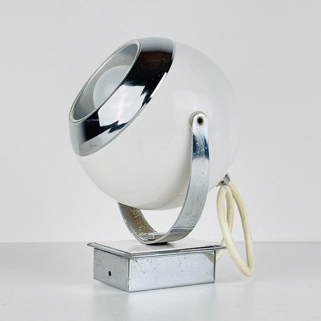White Mid-Century White Wall Lamp Eyeball, Italy, 1960s For Sale - Image 8 of 14
