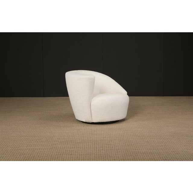 Vladimir Kagan Corkscrew Swivel Chairs for Directional in Bouclé, Signed - A Pair For Sale - Image 10 of 12