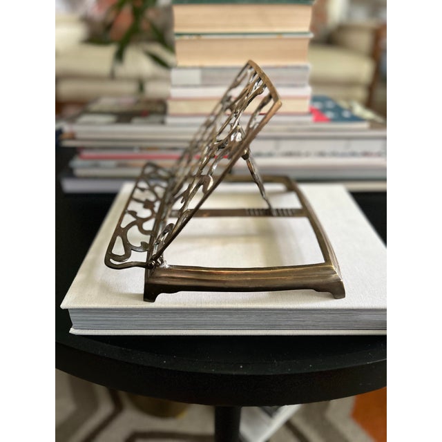 Vintage Ornate Brass Folding Book Stand For Sale In Louisville - Image 6 of 12