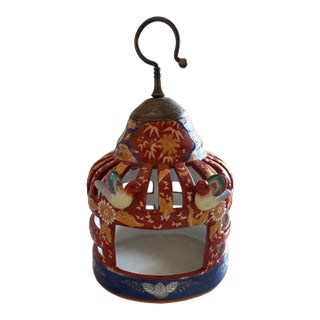 Chinese Vintage Handmade Red CeramicBirdcage Shape Display Figure For Sale