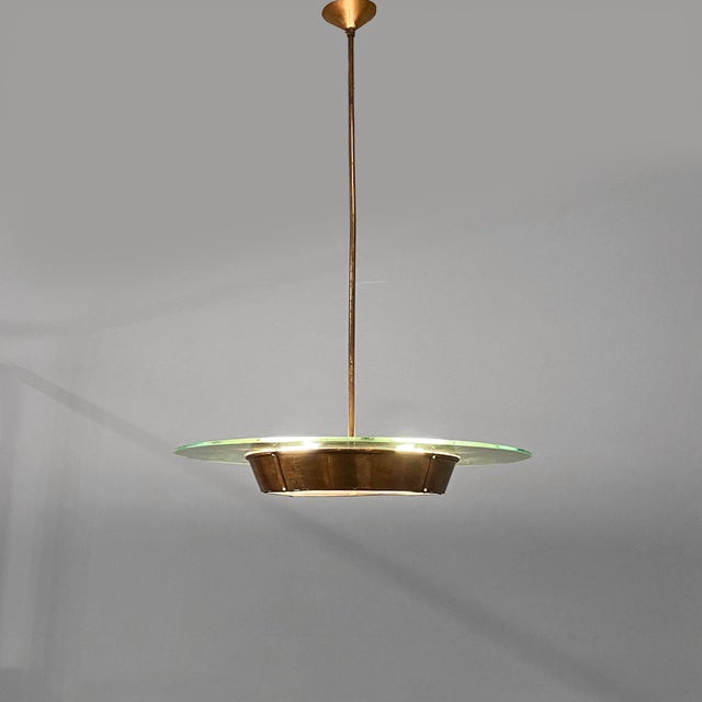 Mid-Century Modern Mid-Century Modern Italian Glass Pendant with Copper Decoration, 1940s For Sale - Image 3 of 16