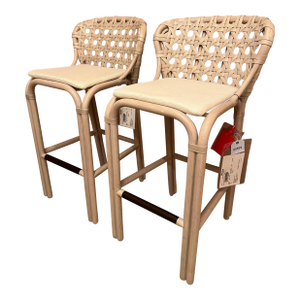 Baker McGuire Exalt Bar Stool, Natural Finish, Loose Seat Cushion - Pair