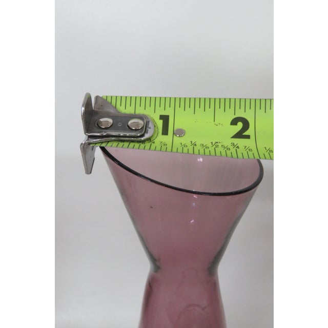 Morgantown Glass Lead Crystal Slant Vase Amethyst Burgundy Mid Century Mod 4741b For Sale - Image 12 of 13