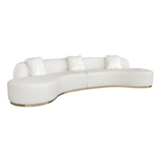 Simona Curved Sofa, With 3 Pillows, Ivory For Sale
