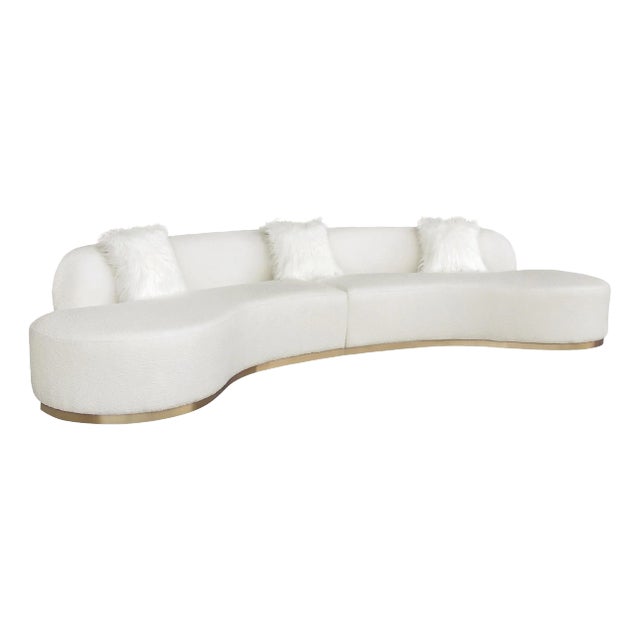 Simona Curved Sofa, With 3 Pillows, Ivory For Sale
