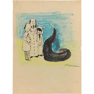 Mino Maccari, The Chinese Monster, Artwork on Paper, 1955 For Sale