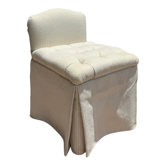 Vanguard Furniture Traditional Cream Skirted Vanity Chair | Chairish
