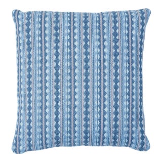 Schumacher Tarnby Stripe Pillow in Sky For Sale