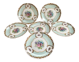Vintage Bavarian Porcelain Floral Decor Dessert Snack Plates from Seltmann Weiden, 1960s, Set of 6
