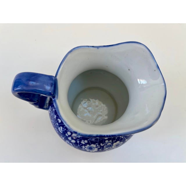 Ceramic Vintage English Victoria Ware Ironstone Blue & White Pitcher For Sale - Image 7 of 8