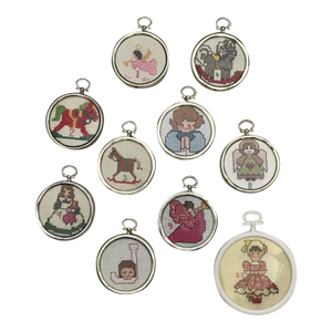 Ten (10) Vintage Christmas Ornaments in Cross Stitch