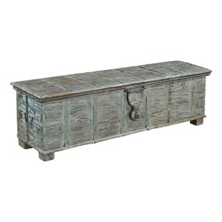 Footboard “Bed Bench” Constructed From an Antique Teakwood Blanket Chest For Sale