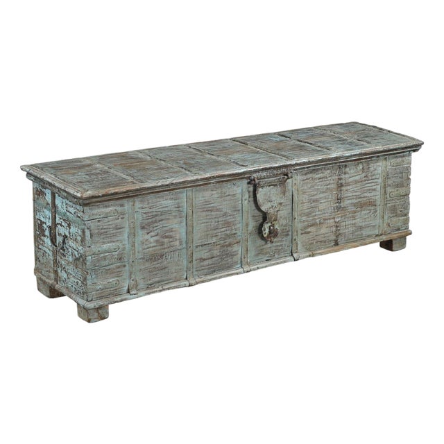Footboard “Bed Bench” Constructed From an Antique Teakwood Blanket Chest For Sale