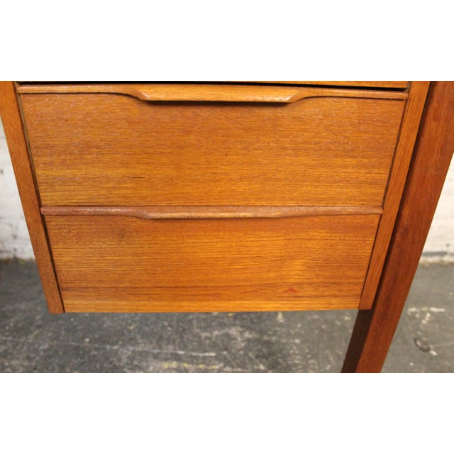 Vintage Mid-Century Modern Six Drawer Teak Writers Desk For Sale - Image 15 of 18