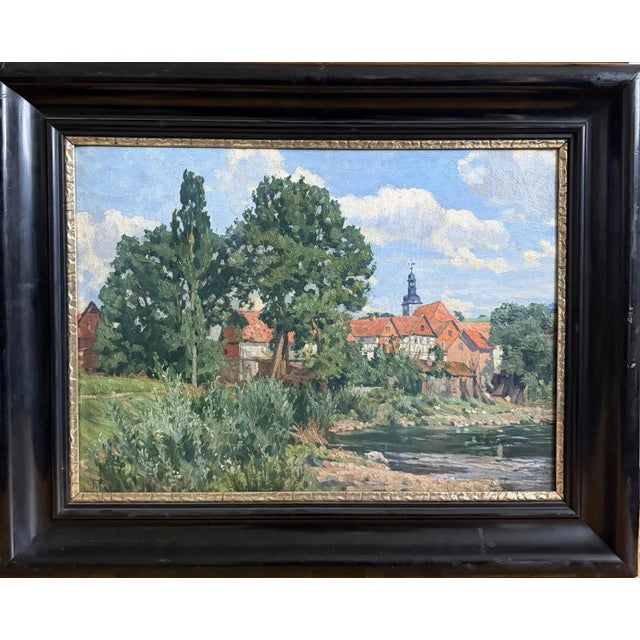 1920s Friedrich Fennel, Wahlhausen an der Werra, 1922, Oil Painting on Canvas For Sale - Image 5 of 5