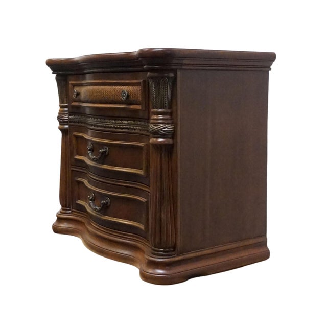 Contemporary Kevin Charles Cherry Contemporary Traditional Empire Style 32" Serpentine Front Nightstand Chest For Sale - Image 3 of 12