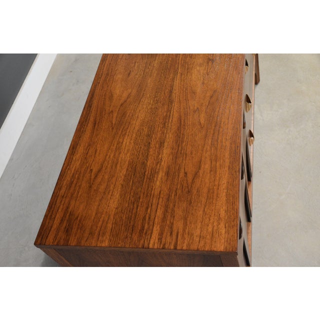Brown 1960s Refinished Broyhill Brasilia 54” Walnut Dresser Credenza For Sale - Image 8 of 10