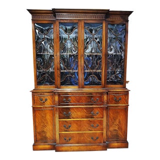 1940s Bubbleglass Breakfront Secretary by Saginaw For Sale