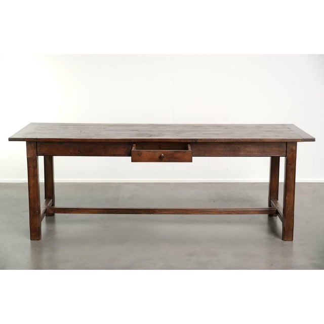 Antique French Farmhouse Oak Dining Table with Drawer For Sale - Image 3 of 14