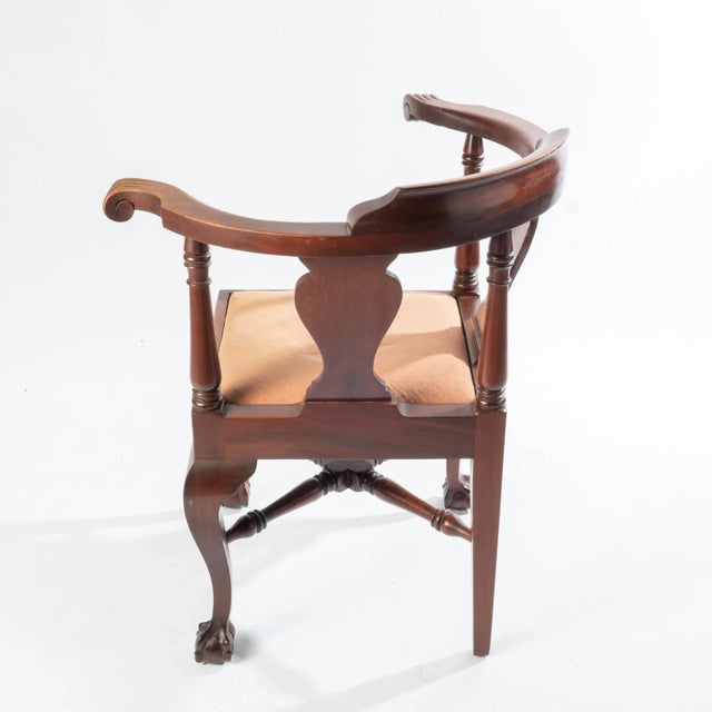 Chippendale Early 20th Century Mahogany Ball and Claw Foot Corner Chair For Sale - Image 3 of 9