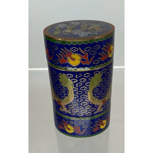 Vintage Chinese Cloisonné Jewelry Box With Dragons. For Sale - Image 4 of 10