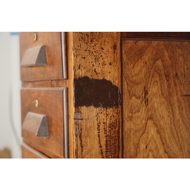 Brown Early 20th century Industrial Style Wood Double Sided Desk For Sale - Image 8 of 11