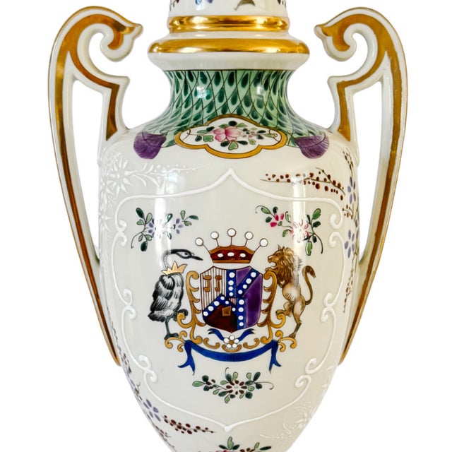 Antique 19th Century Edmé Samson Hand-Painted Armorial Urns With Gilt Bronze Mounts - Pair For Sale - Image 10 of 17