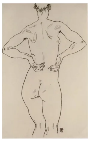 After Egon Schiele, Weiblicher Rückenakt, Original Lithograph