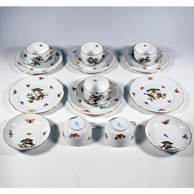 Ceramic Rothschild Oiseaux Tea and Dessert Set for Six Persons from Herend, Set of 23 For Sale - Image 7 of 9