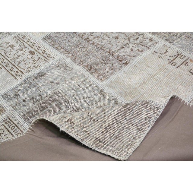 1950s Vintage Turkish Patchwork Hand Knotted Wool Rug, 5'x7' For Sale - Image 5 of 6