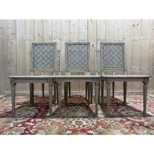 Louis XVI Style Painted Cane Chairs, Set of 6 For Sale - Image 10 of 10