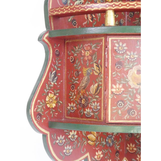 1960s Vintage Hand Painted Red Wall Corner Cabinet, 1960s For Sale - Image 5 of 11