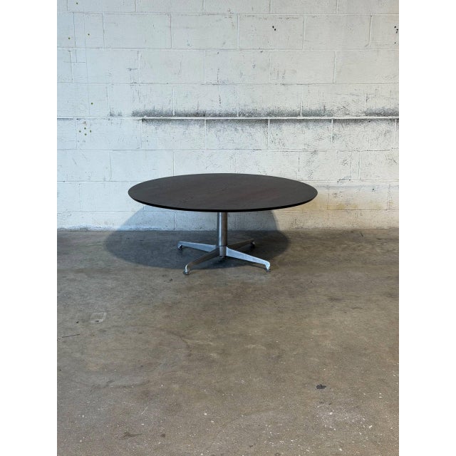 1970s Dark Teak Round Adjustable Height Coffee to Dining Table Vintage Mid-Century Modern 1970s For Sale - Image 5 of 11